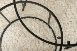 Tavolino da Salotto Nero set di 2 Tavolini Peso Massimo Supportato 10 kg Forma Rotonda 80x80x43h cm, Materiale Piano in Vetro - Aedion