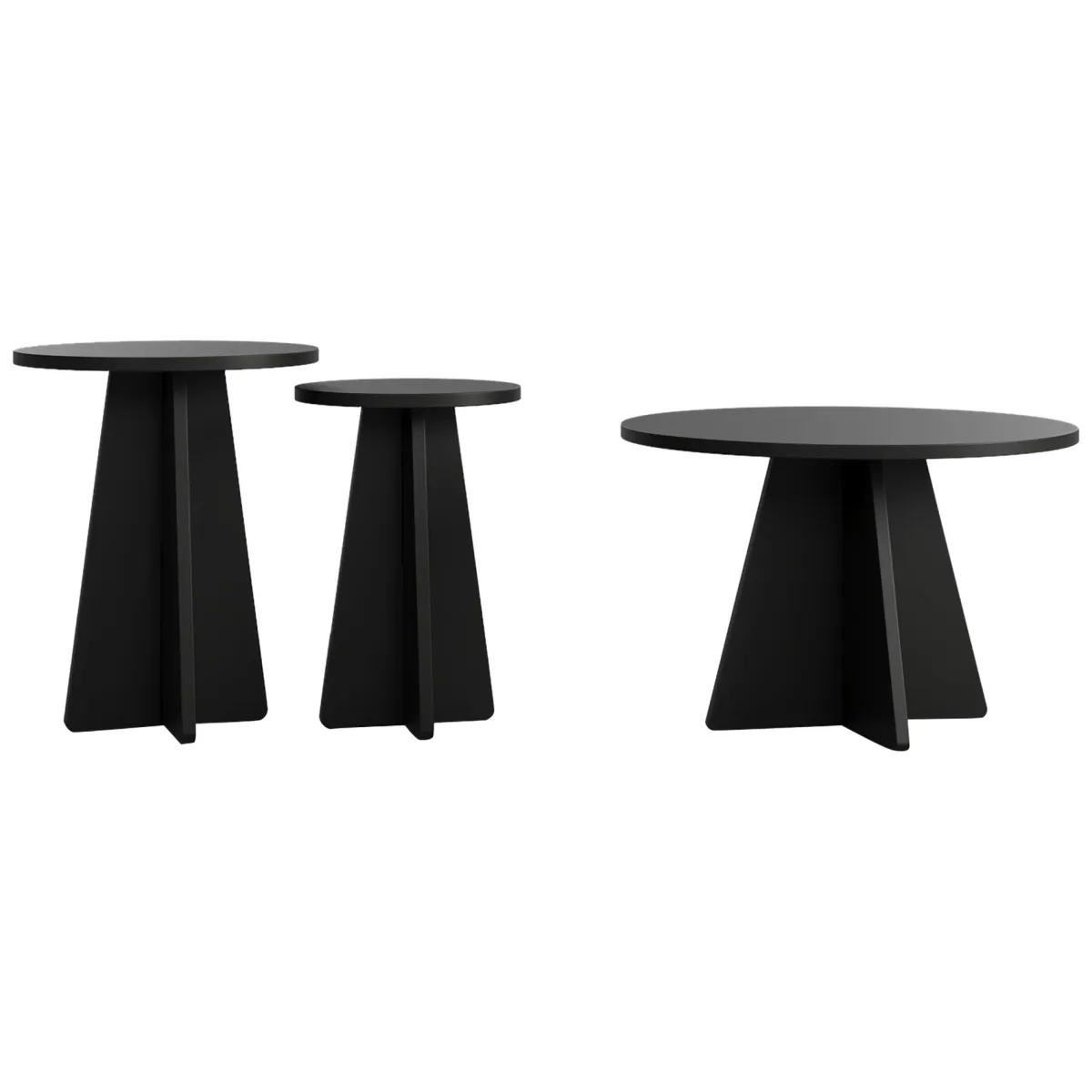 Tavolini Da Salotto > Dmora Tavolino da Salotto set 2 Pezzi Forma Rotondo 40x40x50h cm, Materiale Piano in Legno Nobilitato - Dorina Nero