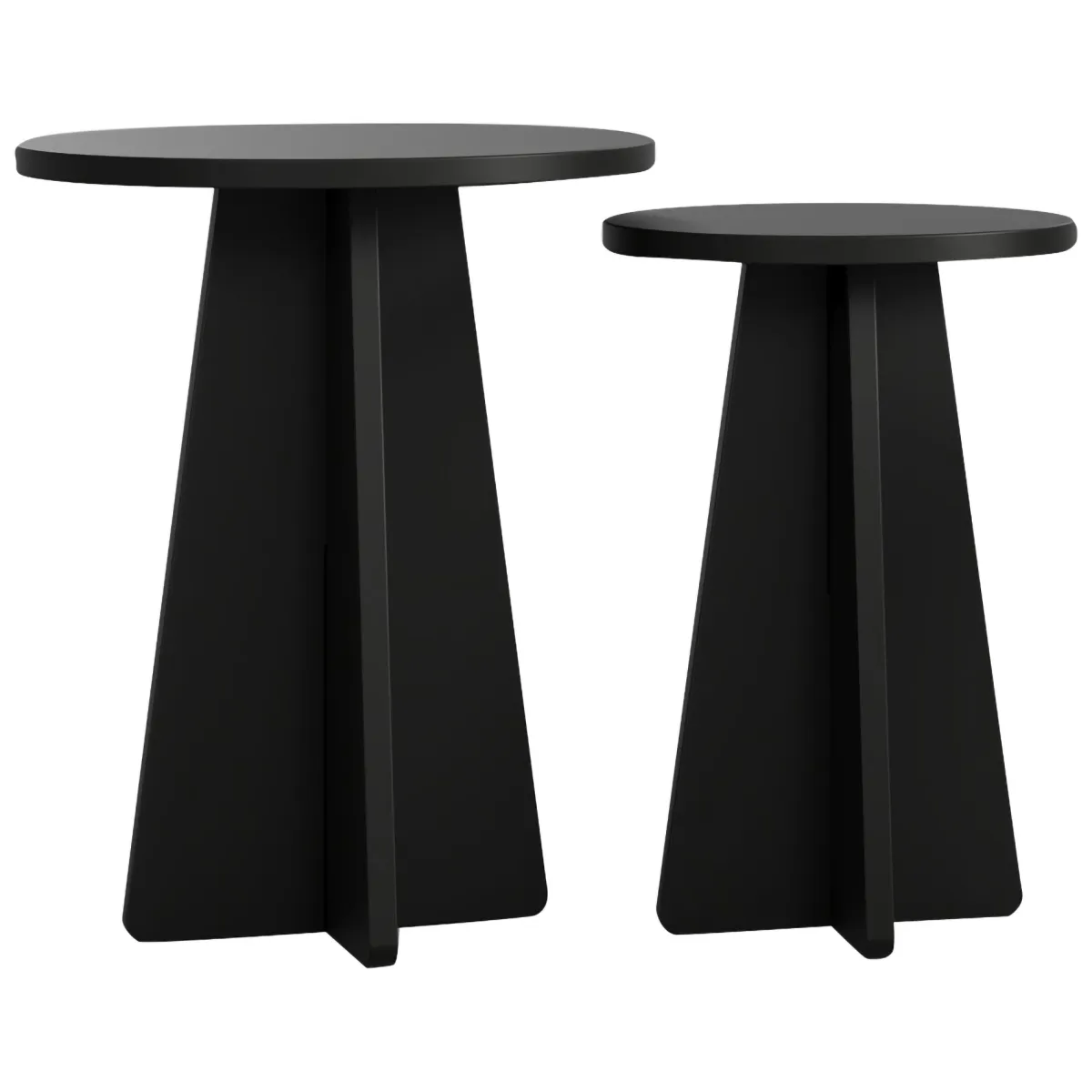 Tavolini Da Salotto > Dmora Tavolino da Salotto set 2 Pezzi Forma Rotondo 40x40x50h cm, Materiale Piano in Legno Nobilitato - Dorina Nero