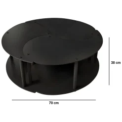 Tavolino da Salotto Nero set 3 Pezzi 3 Vani 70x70x38h cm, Forma Rotondo - Gignese