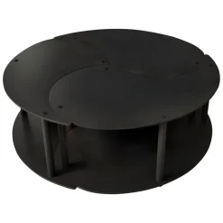 Tavolino da Salotto Nero set 3 Pezzi 3 Vani 70x70x38h cm, Forma Rotondo - Gignese