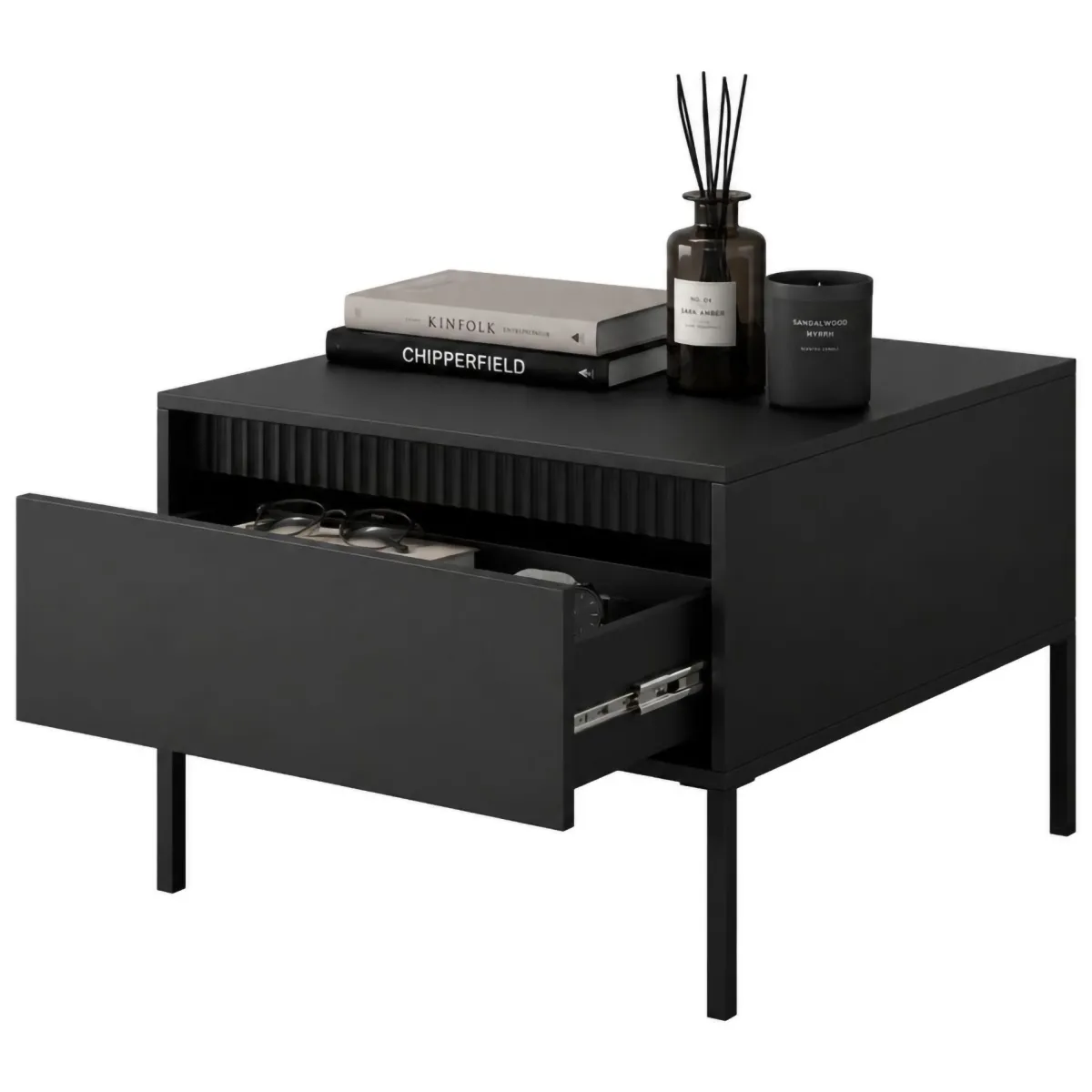 Tavolini Da Salotto > Dmora Tavolino da Salotto un Cassetto con Piedini 68x48x68h cm, un Vano - Kasinela Nero