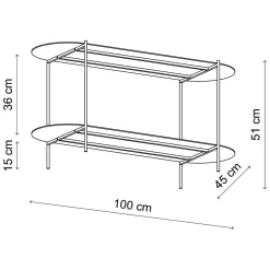 Tavolini Da Salotto > Dmora Tavolino da Salotto un Vano Forma Rettangolare 45x50x56h cm, Materiale Piano in Metallo - Cannobio Nero