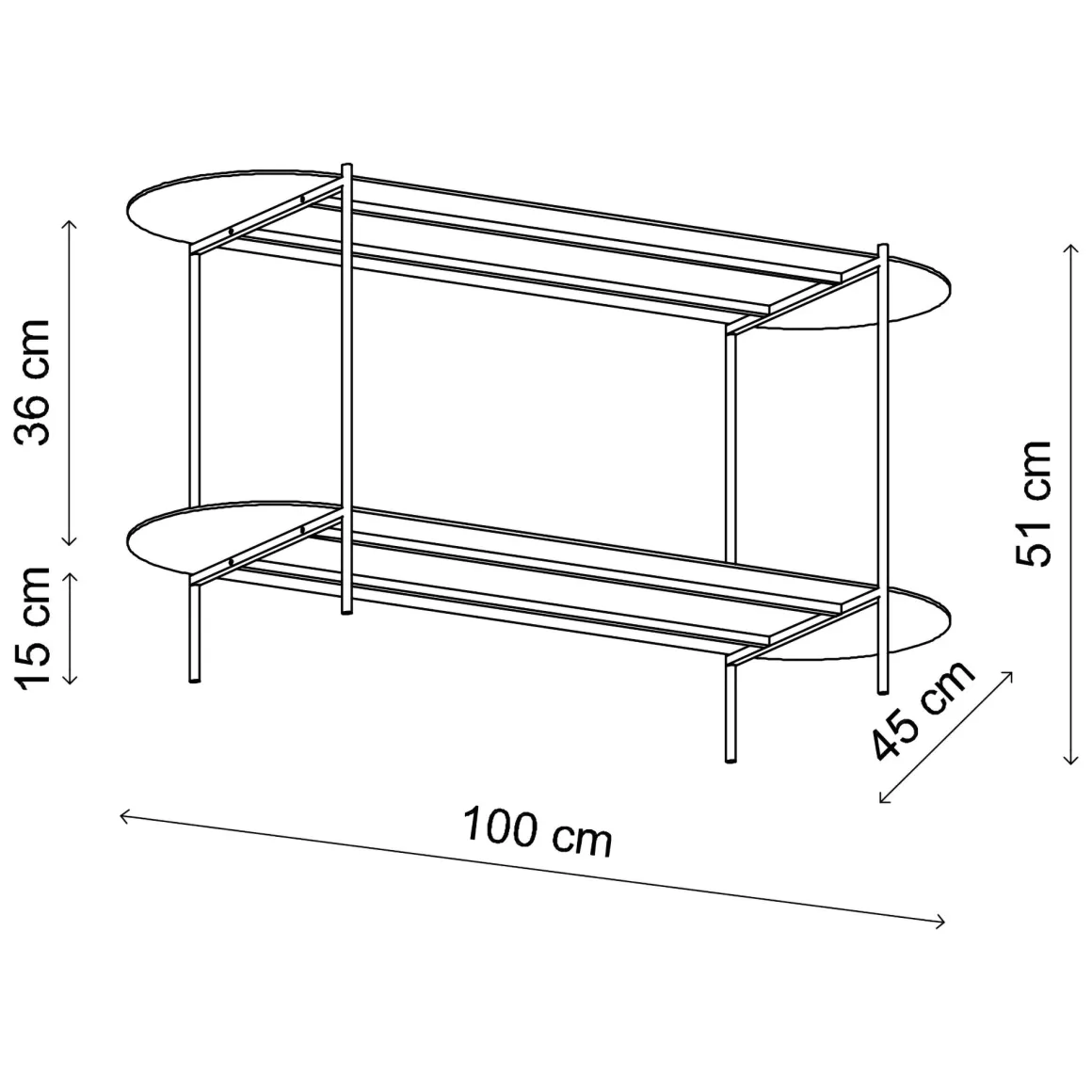 Tavolini Da Salotto > Dmora Tavolino da Salotto un Vano Forma Rettangolare 45x50x56h cm, Materiale Piano in Metallo - Cannobio Nero