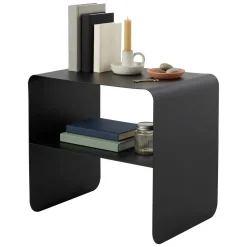 Tavolino da Salotto Nero un Vano Forma Rettangolare 45x56x52h cm, Materiale Piano in Metallo - Graniti