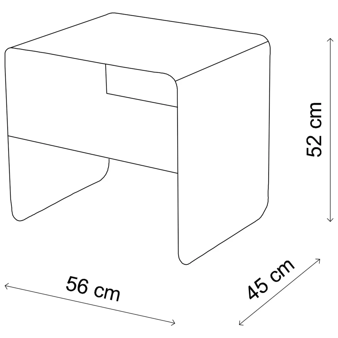 Tavolino da Salotto Nero un Vano Forma Rettangolare 45x56x52h cm, Materiale Piano in Metallo - Graniti