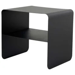 Tavolino da Salotto Nero un Vano Forma Rettangolare 45x56x52h cm, Materiale Piano in Metallo - Graniti