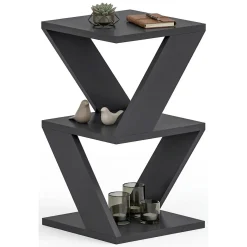 Tavolini Da Salotto > Dmora Tavolino da Salotto 2 Vani Forma Rettangolare 30x30x54h cm, Materiale Piano in Legno Nobilitato - Serino Nero