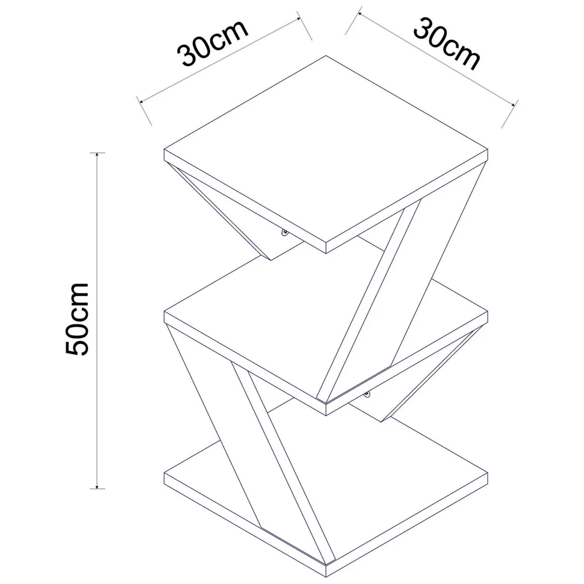 Tavolini Da Salotto > Dmora Tavolino da Salotto 2 Vani Forma Rettangolare 30x30x54h cm, Materiale Piano in Legno Nobilitato - Serino Nero