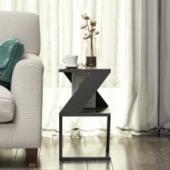 Tavolini Da Salotto > Dmora Tavolino da Salotto 2 Vani Forma Rettangolare 30x30x54h cm, Materiale Piano in Legno Nobilitato - Serino Nero