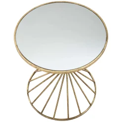 Tavolino da Salotto oro Bianco Forma Rotondo Colore Ripiano Bianco 42x42x50h cm, Materiale Struttura in Vetro - FoxGla