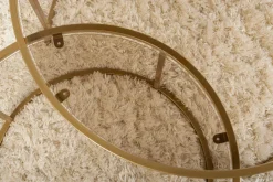 Tavolini Da Salotto > Dmora Tavolino da Salotto set di 2 Tavolini Forma Circolare 80x80x43h cm, Materiale Struttura in Vetro - Aedion Oro Bronzo