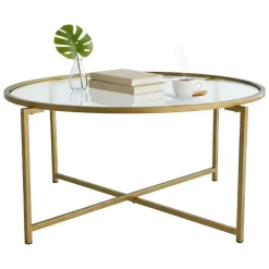 Tavolini Da Salotto|Salotto > Dmora Tavolino da Salotto Cassetti 83x83x40h cm, Vani - Ecaterina Oro