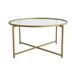 Tavolini Da Salotto|Salotto > Dmora Tavolino da Salotto Cassetti 83x83x40h cm, Vani - Ecaterina Oro