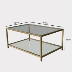 Tavolini Da Salotto > Dmora Tavolino da Salotto Cassetti Peso Massimo Supportato 10 kg 80x80x43h cm, Vani - Geralt Oro