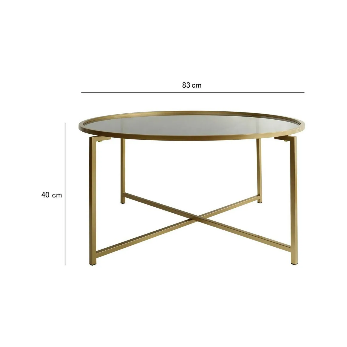 Tavolino da Salotto oro Effetto Fume Forma Rotonda 83x83x40h cm, Sfumatura Colore Ripiano Fume - Ecaterina