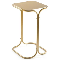 Tavolini Da Salotto > Dmora Tavolino da Salotto Forma Quadrato Materiale Piano in Metallo 30x30x52h cm, Colore Ripiano - Perrero Oro