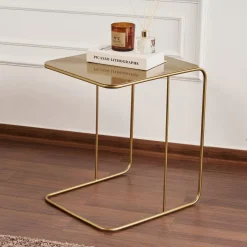 Tavolino da Salotto oro Lucido Forma Rettangolare Materiale Piano in Metallo 47x46x57h cm, Colore Ripiano oro - Cattaneo