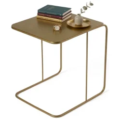 Tavolino da Salotto oro Lucido Forma Rettangolare Materiale Piano in Metallo 47x46x57h cm, Colore Ripiano oro - Cattaneo