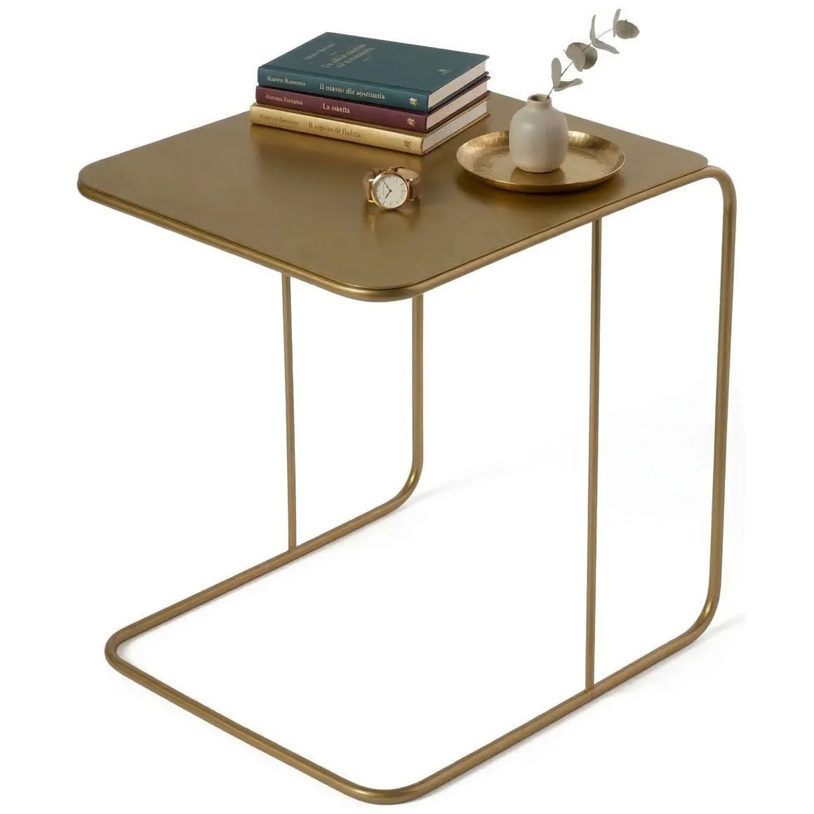 Tavolino da Salotto oro Lucido Forma Rettangolare Materiale Piano in Metallo 47x46x57h cm, Colore Ripiano oro - Cattaneo