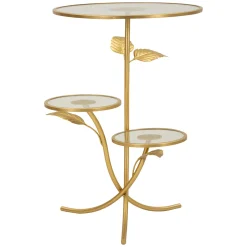 Tavolini Da Salotto > Dmora Tavolino da Salotto oro Trasparente 3 Ripiani Forma Rotondo 54x54x70h cm, Colore Ripiano Trasparente - Fana Trasparente, Oro
