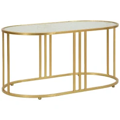 Tavolino da Salotto oro Trasparente Forma Ovale Colore Ripiano Trasparente 90x50x45h cm, Materiale Struttura in Vetro - Fadali