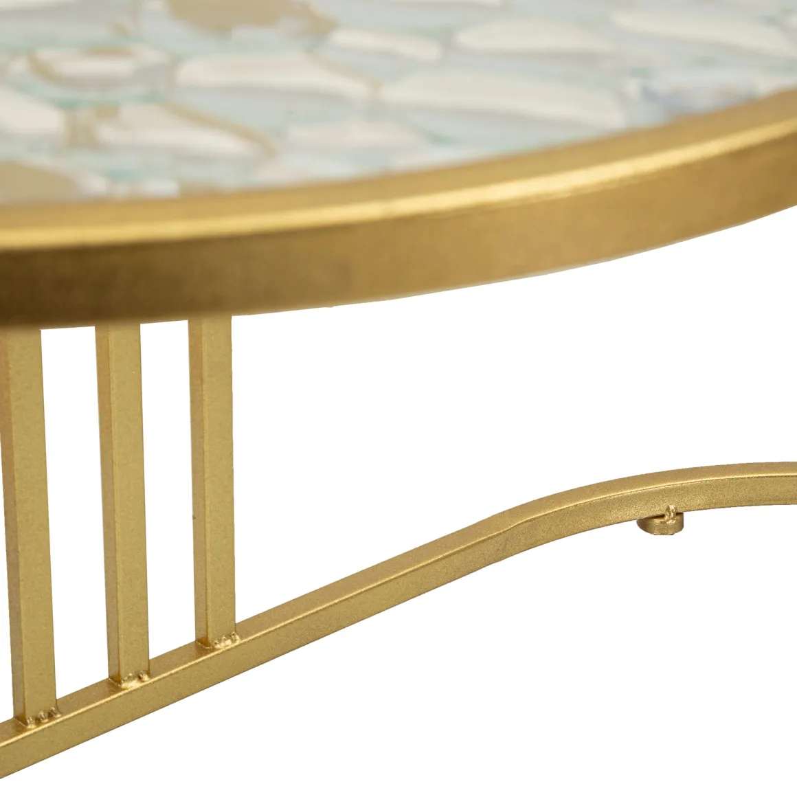 Tavolino da Salotto oro Trasparente Forma Ovale Colore Ripiano Trasparente 90x50x45h cm, Materiale Struttura in Vetro - Fadali