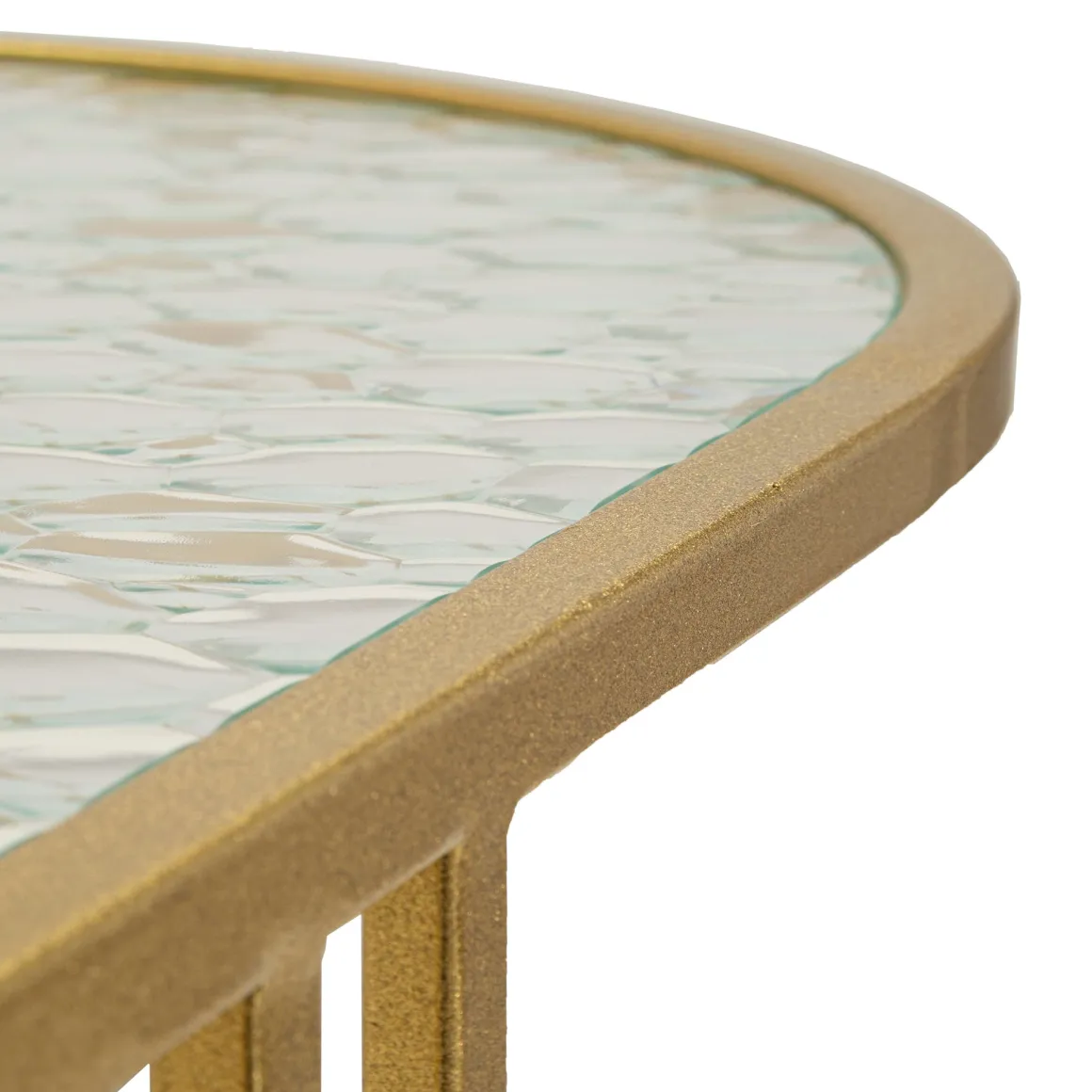 Tavolino da Salotto oro Trasparente Forma Ovale Colore Ripiano Trasparente 90x50x45h cm, Materiale Struttura in Vetro - Fadali