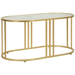 Tavolino da Salotto oro Trasparente Forma Ovale Colore Ripiano Trasparente 90x50x45h cm, Materiale Struttura in Vetro - Fadali