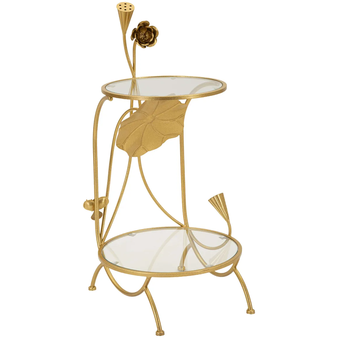 Tavolino da Salotto oro Trasparente Forma Rotondo Colore Ripiano Trasparente 40x40x78h cm, Materiale Struttura in Vetro - Danesami