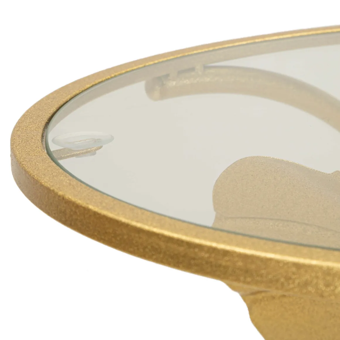 Tavolino da Salotto oro Trasparente Forma Rotondo Colore Ripiano Trasparente 40x40x78h cm, Materiale Struttura in Vetro - Danesami