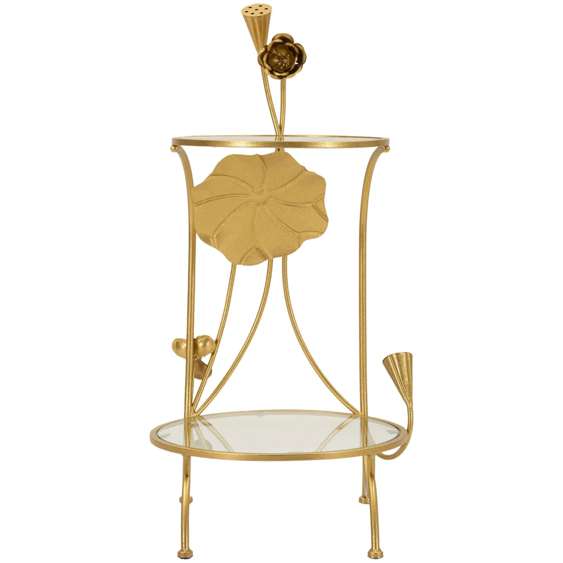 Tavolino da Salotto oro Trasparente Forma Rotondo Colore Ripiano Trasparente 40x40x78h cm, Materiale Struttura in Vetro - Danesami