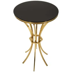 Tavolino da Salotto oro Trasparente Forma Rotondo Colore Ripiano Trasparente 50x50x92h cm, Materiale Struttura in Vetro - Datelosa