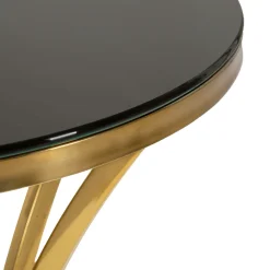 Tavolino da Salotto oro Trasparente Forma Rotondo Colore Ripiano Trasparente 50x50x92h cm, Materiale Struttura in Vetro - Datelosa