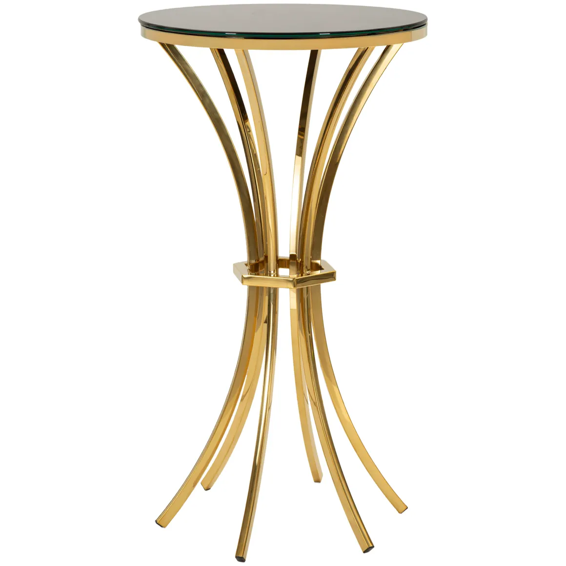 Tavolino da Salotto oro Trasparente Forma Rotondo Colore Ripiano Trasparente 50x50x92h cm, Materiale Struttura in Vetro - Datelosa
