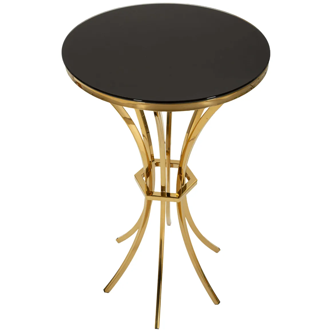 Tavolino da Salotto oro Trasparente Forma Rotondo Colore Ripiano Trasparente 50x50x92h cm, Materiale Struttura in Vetro - Datelosa