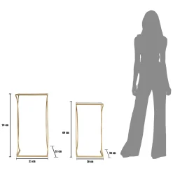 Tavolino da Salotto oro Trasparente set da 2 Modulabili Forma Quadrato 35x35x70h cm, Colore Ripiano Trasparente - Gane