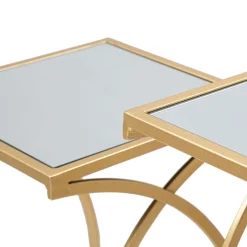 Tavolino da Salotto oro Trasparente set da 2 Modulabili Forma Quadrato 35x35x70h cm, Colore Ripiano Trasparente - Gane