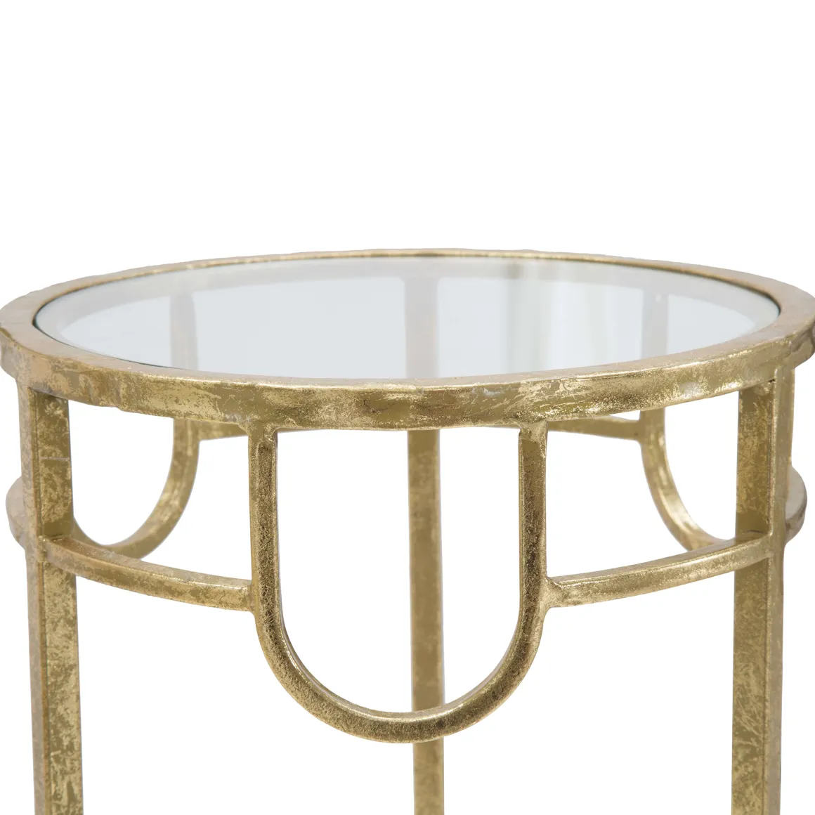 Tavolino da Salotto oro Trasparente set da 3 Portatelefono Forma Rotondo 33x33x70h cm, Colore Ripiano Trasparente - Gama