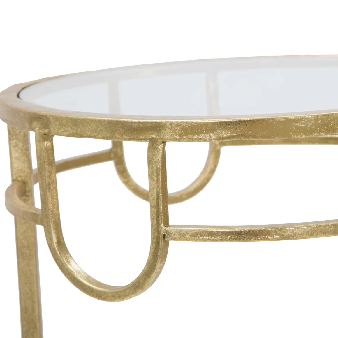 Tavolino da Salotto oro Trasparente set da 3 Portatelefono Forma Rotondo 33x33x70h cm, Colore Ripiano Trasparente - Gama