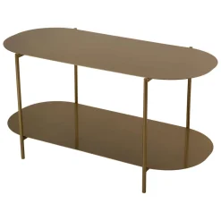 Tavolini Da Salotto > Dmora Tavolino da Salotto un Vano Effetto Lucido 100x45x51h cm, Forma Ovale - Verzate Oro