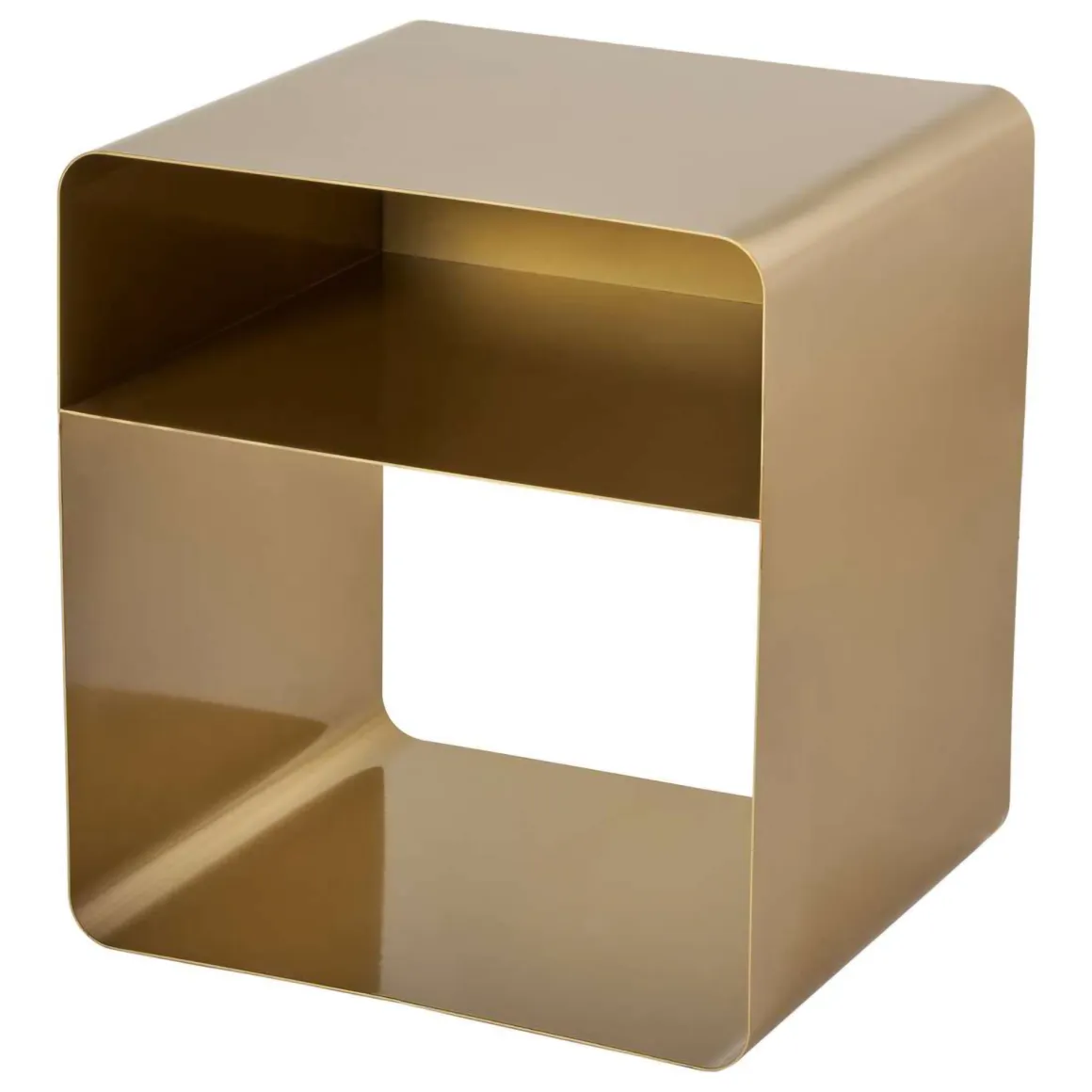 Tavolino da Salotto oro un Vano Forma Rettangolare 45x50x56h cm, Materiale Piano in Metallo - Cannobio