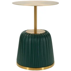 Tavolini Da Salotto > Dmora Tavolino da Salotto oro Verde Forma Rotondo Colore Ripiano oro 43x35x43h cm, Materiale Struttura in Plastica - Kep Verde, Oro