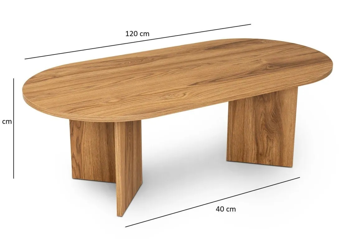 Tavolino da salotto ovale noce 120x40x60h cm - Jurian