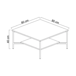 Tavolini Da Salotto|Salotto > Dmora Tavolino da salotto quadrato antracite e nero 80x80x40h cm - Mia Nero, Nero Antracite