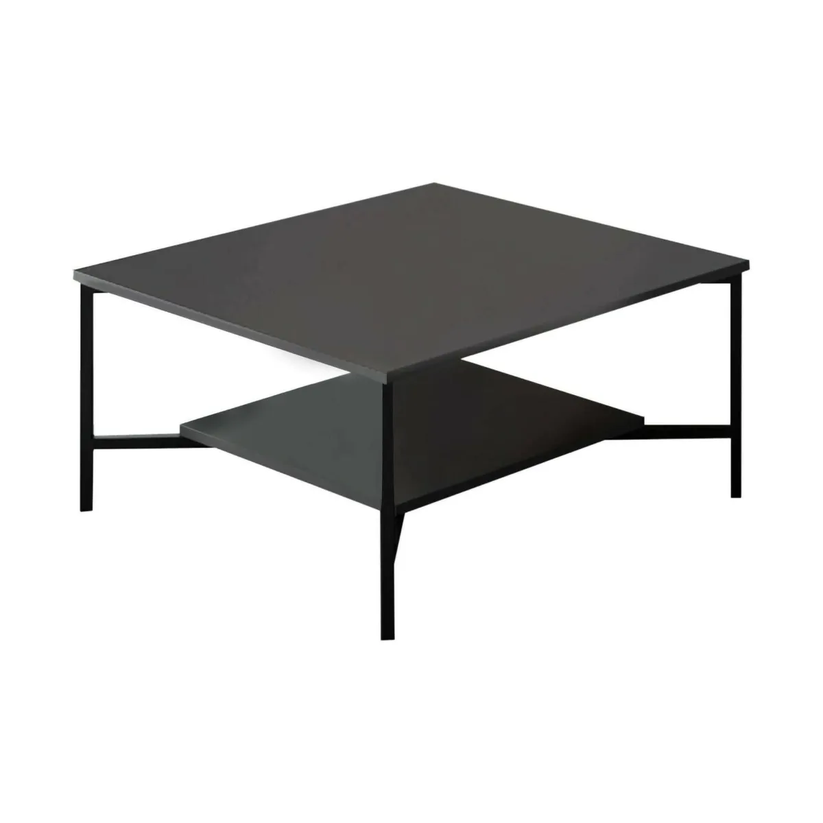 Tavolini Da Salotto|Salotto > Dmora Tavolino da salotto quadrato antracite e nero 80x80x40h cm - Mia Nero, Nero Antracite