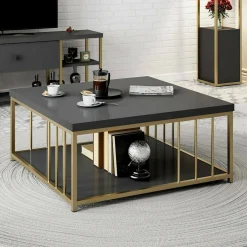 Tavolini Da Salotto|Salotto > Dmora Tavolino da salotto quadrato ardesia 55x55x41h cm - Chanthu Grigio Ardesia
