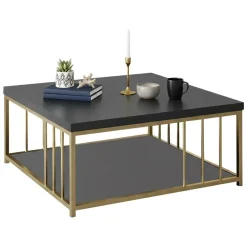 Tavolini Da Salotto|Salotto > Dmora Tavolino da salotto quadrato ardesia 55x55x41h cm - Chanthu Grigio Ardesia