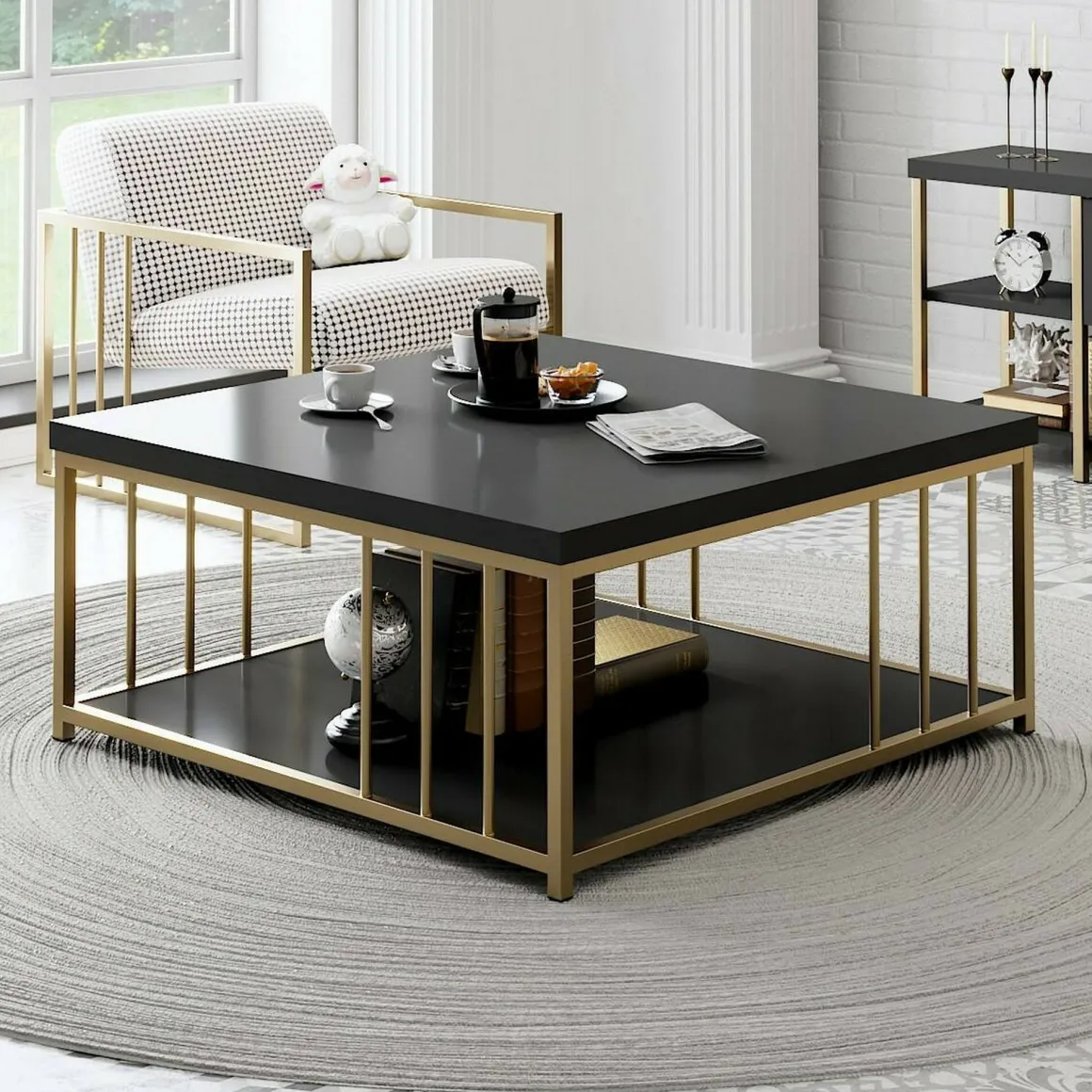 Tavolini Da Salotto|Salotto > Dmora Tavolino da salotto quadrato ardesia 55x55x41h cm - Chanthu Grigio Ardesia