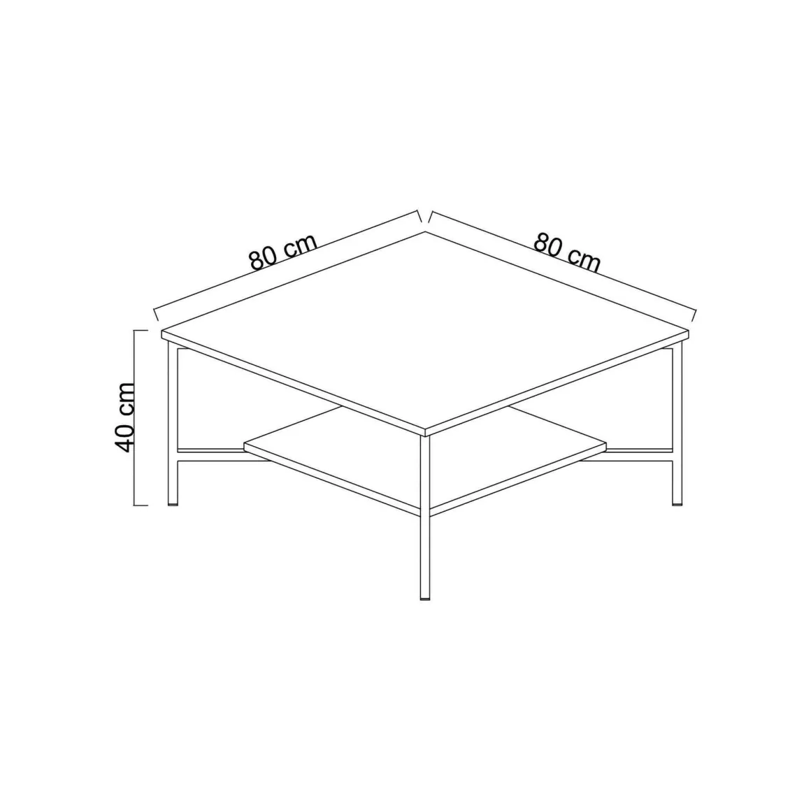 Tavolino da salotto quadrato bianco e nero 80x80x40h cm - Mia
